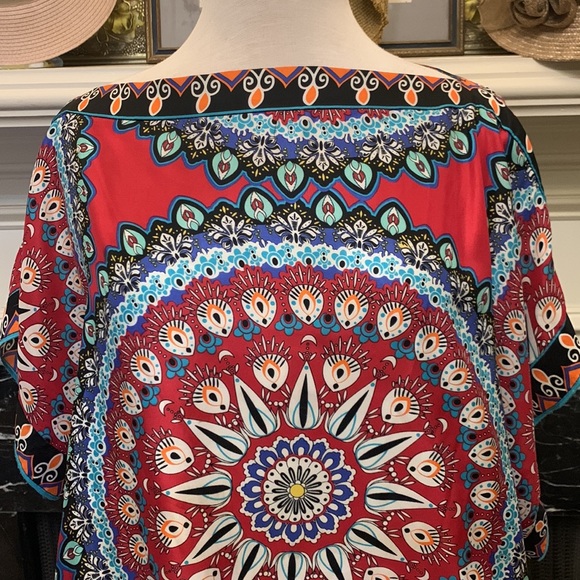 “Rampage” kimono sleeve smocked waist colorful top - Picture 2 of 6